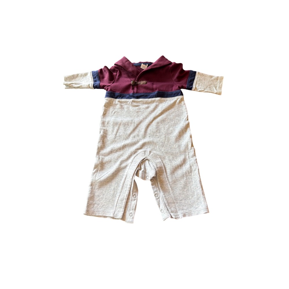 Janie and Jack Romper Gray Burgundy Navy Toggle Shawl Collar 3-6M 2018 Fall